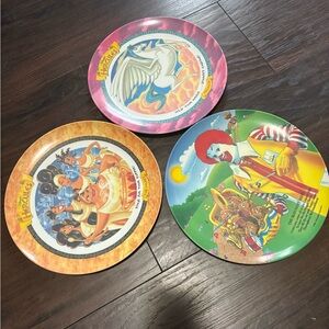 Vintage 3 McDonalds Ronald McDonald, Disney,  Plates Melamine 9.5” Nostalgic